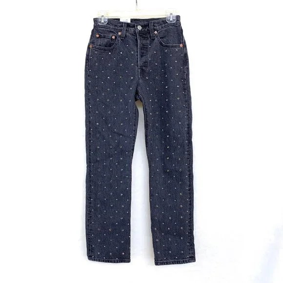 Levi’s 501 Crystal Embellished Crop Jeans 24x28